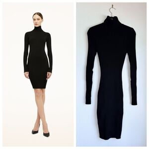 NWT Wolford Merino Wide Rib Knit Turtleneck Long Sleeve Bodycon Dress Size Large